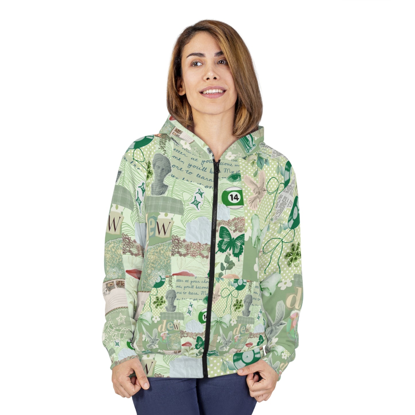 Dew's Green Unisex Zip Hoodie