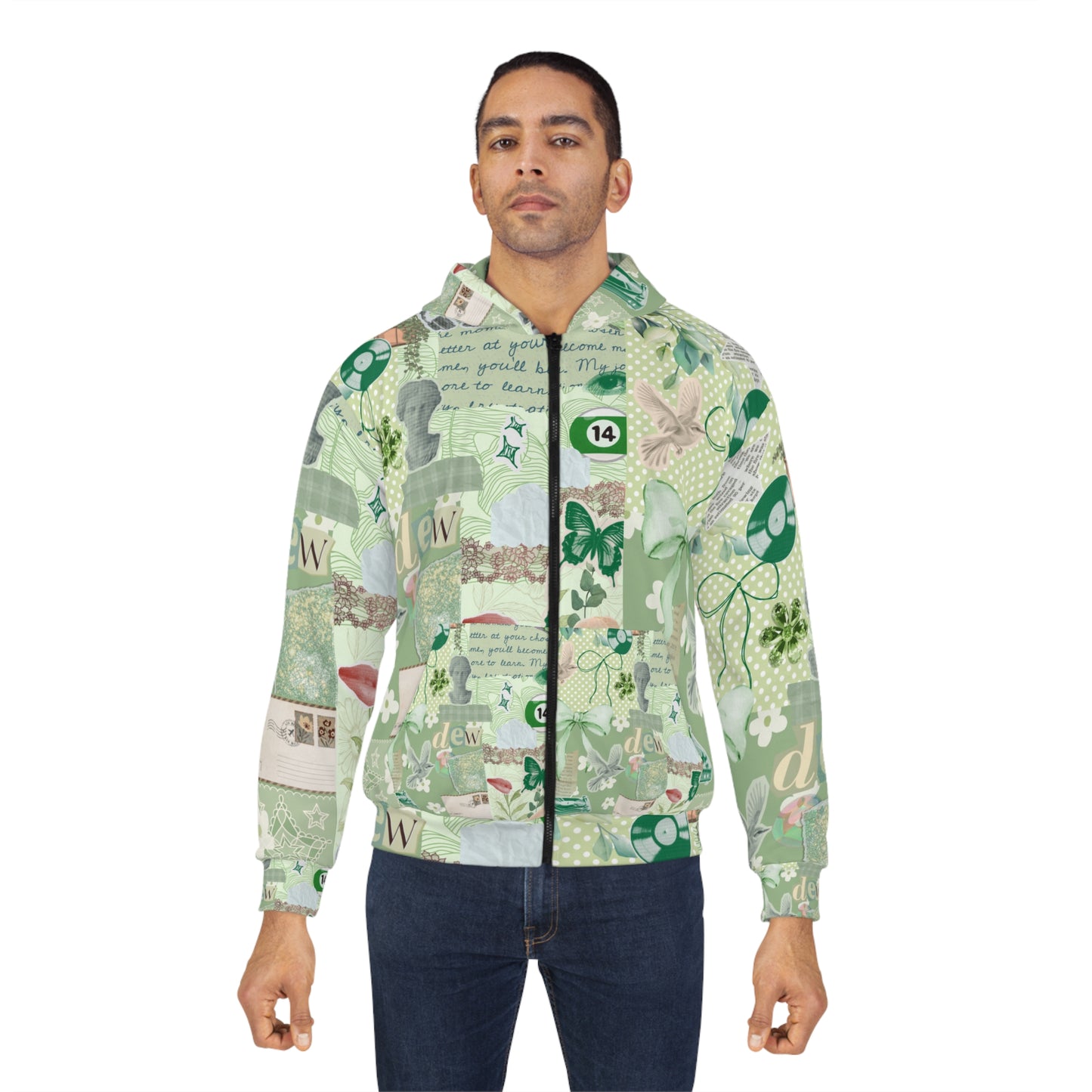 Dew's Green Unisex Zip Hoodie