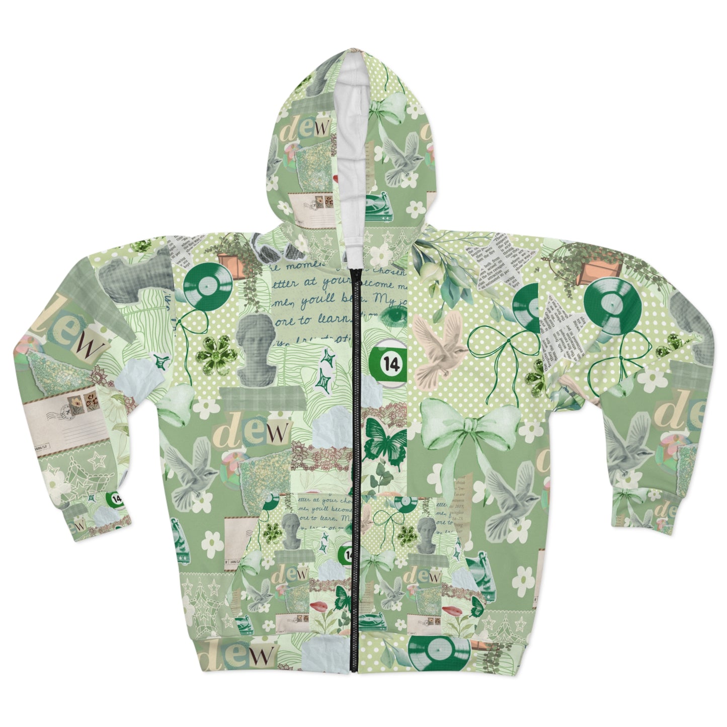 Dew's Green Unisex Zip Hoodie